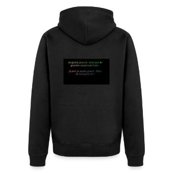 phrase inspirante malicieuse - Veste à capuche bio Premium Unisexe - noir - Dos - Nico (187cm)