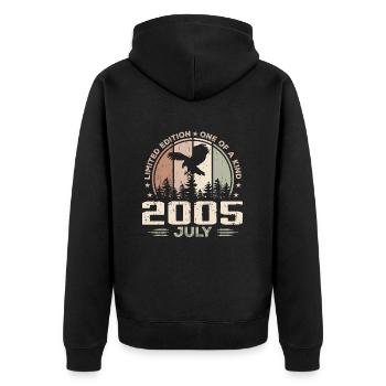 Incomparable since July 2005, 19th Anniversary - Unisex Premium Organic Zip Hoodie - black - Back - Nico (187cm)