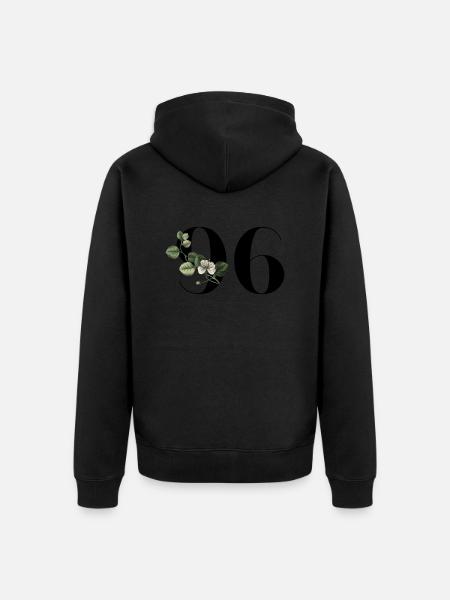 Nummer 96 Blumengrün - 96. Blumengeburtstag - Unisex Premium Bio Zip Hoodie - Schwarz