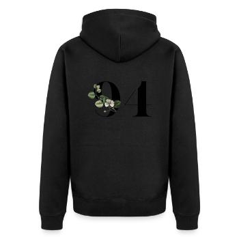Nummer 94 Blumengrün - 94. Blumengeburtstag - Unisex Premium Bio Zip Hoodie - Schwarz - Hinten - Nico (187cm)
