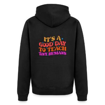 Lehramt Grundschule Lehramt Lehramt - Unisex Premium Bio Zip Hoodie - Schwarz - Hinten - Nico (187cm)
