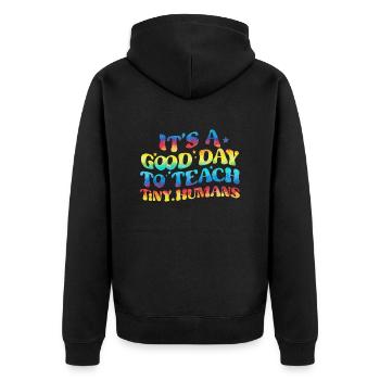 Lehramt Grundschule Lehramt Lehramt - Unisex Premium Bio Zip Hoodie - Schwarz - Hinten - Nico (187cm)