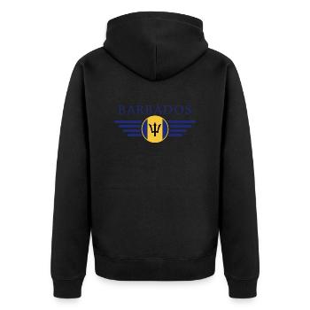 Ich liebe Barbados, Eleganz Stil Design T-Shirt - Unisex Premium Bio Zip Hoodie - Schwarz - Hinten - Nico (187cm)