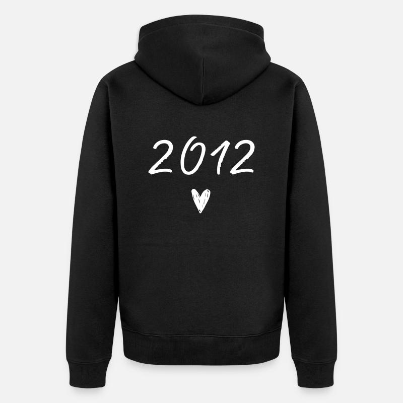 2012 coeur anniversaire - Veste à capuche bio Premium Unisexe - noir
