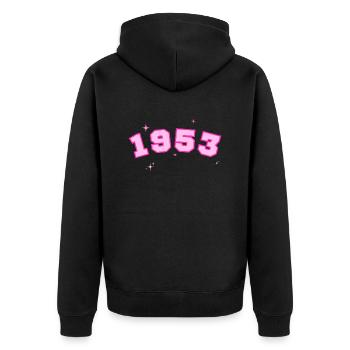1953 rose étoile - Veste à capuche bio Premium Unisexe - noir - Dos - Nico (187cm)