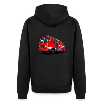 Ready to Roll: Heroic Firetruck in Action - Unisex Premium Organic Zip Hoodie - black - Back - Nico (187cm)