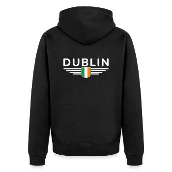 T-shirt Dublin pour les supporters irlandais - Veste à capuche bio Premium Unisexe - noir - Dos - Nico (187cm)