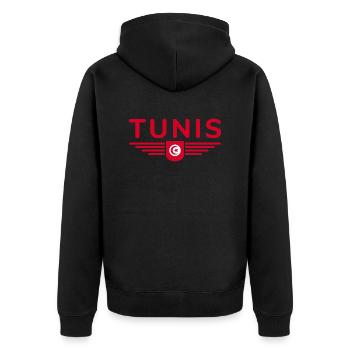Tunis Design – For Capital City Lovers - Unisex Premium Organic Zip Hoodie - black - Back - Nico (187cm)