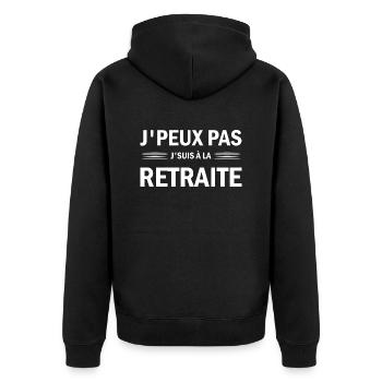T-Shirt Humour J'peux Pas j'suis retraité - Veste à capuche bio Premium Unisexe - noir - Dos - Nico (187cm)
