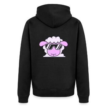 Schaf Sonnenbrille Party Cool DJ Kopf Gesicht Süß - Unisex Premium Bio Zip Hoodie - Schwarz - Hinten - Nico (187cm)