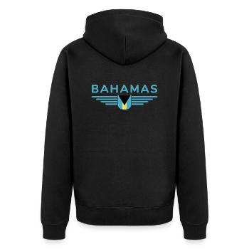 Bahamas Fans: Tropisches Design - Unisex Premium Bio Zip Hoodie - Schwarz - Hinten - Nico (187cm)