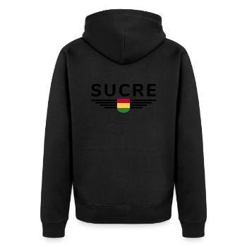 Sucre Bolivien Fans T-Shirt Design - Unisex Premium Bio Zip Hoodie - Schwarz - Hinten - Nico (187cm)