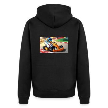 Stork Kart - Unisex Premium Bio Zip Hoodie - Schwarz - Hinten - Nico (187cm)