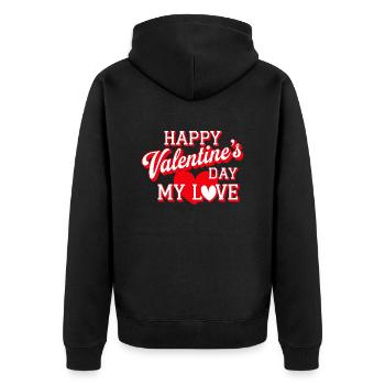 Joyeuse Saint Valentin mon amour cadeau pour elle - Veste à capuche bio Premium Unisexe - noir - Dos - Nico (187cm)