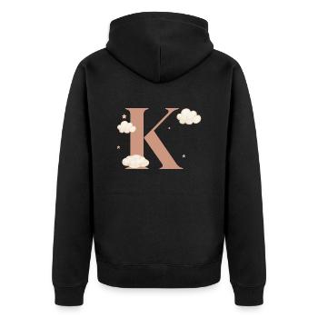 Letter k clouds stars - Unisex Premium Organic Zip Hoodie - black - Back - Nico (187cm)