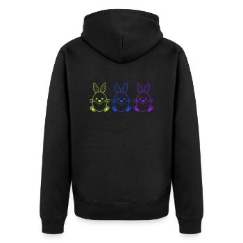 osterhase 3 - Unisex Premium Bio Zip Hoodie - Schwarz - Hinten - Nico (187cm)