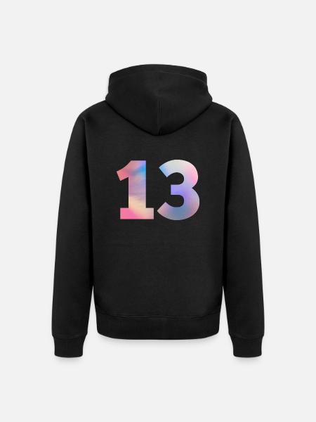 Colorful Number 13 - Unisex Premium Organic Zip Hoodie - black