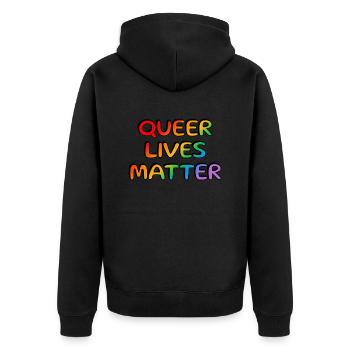 Queere Leben sind wichtig LGBT Pride schwul Regenbogen - Unisex Premium Bio Zip Hoodie - Schwarz - Hinten - Nico (187cm)
