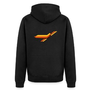 stripe - Unisex Premium Bio Zip Hoodie - Schwarz - Hinten - Nico (187cm)