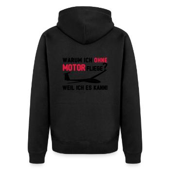 ohne motor segelfliegen tshirt - Unisex Premium Bio Zip Hoodie - Schwarz - Hinten - Nico (187cm)