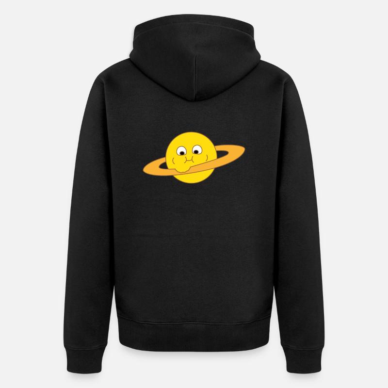 Dicker Saturn - Unisex Premium Bio Zip Hoodie - Schwarz