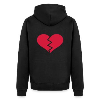 Gebrochenes Herz - Unisex Premium Bio Zip Hoodie - Schwarz - Hinten - Nico (187cm)