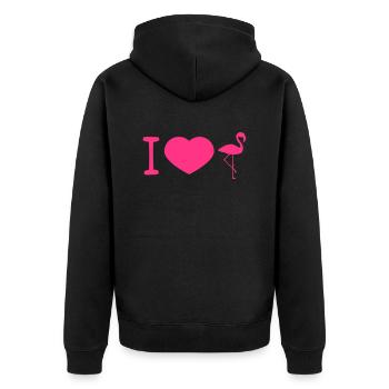heart i love love silhouette outline flamingo clipa - Unisex Premium Organic Zip Hoodie - black - Back - Nico (187cm)