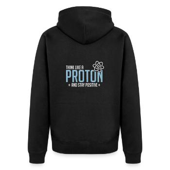 Spruch Wissenschaft Proton Denke positiv Geschenk - Unisex Premium Bio Zip Hoodie - Schwarz - Hinten - Nico (187cm)