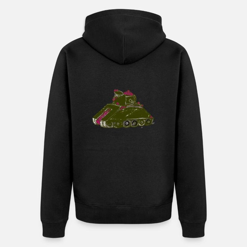 Panzer Blumen Krieg Frieden Peace - Unisex Premium Bio Zip Hoodie - Schwarz