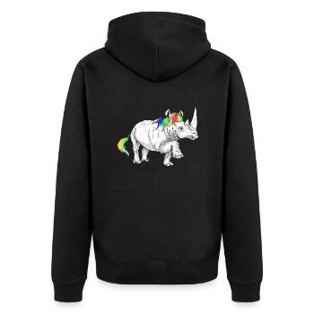 Rhino unicorn - Unisex Premium Organic Zip Hoodie - black - Back - Nico (187cm)
