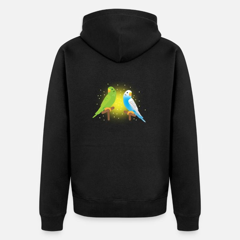 deux perruches vertes et bleues - Veste à capuche bio Premium Unisexe - noir