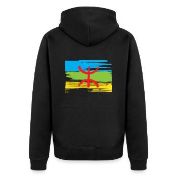 Drapeau Amazigh (Amazigh inside) - Veste à capuche bio Premium Unisexe - noir - Dos - Nico (187cm)