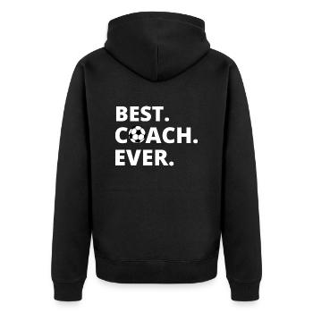 BEST COACH EVER - Unisex Premium Organic Zip Hoodie - black - Back - Nico (187cm)