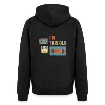 I'm This Old Vintage Retro 80er 90er Kassette - Unisex Premium Bio Zip Hoodie - Schwarz - Hinten - Nico (187cm)