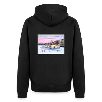 The Passenger Harbour of Savonlinna, Finland - Unisex Premium Organic Zip Hoodie - black - Back - Nico (187cm)