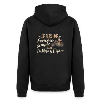 Je Suis Une Femme Simple J'aime La Moto Et L'apéro - Veste à capuche bio Premium Unisexe - noir - Dos - Nico (187cm)