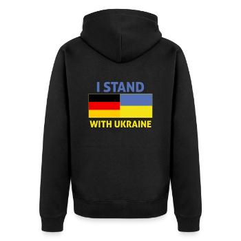 ich stehe zur ukraine -drapeau deutschland - Unisex Premium Bio Zip Hoodie - Schwarz - Hinten - Nico (187cm)