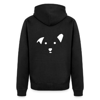 Süßes Hundegesicht Druck weiß für Hundeliebhaber - Unisex Premium Bio Zip Hoodie - Schwarz - Hinten - Nico (187cm)