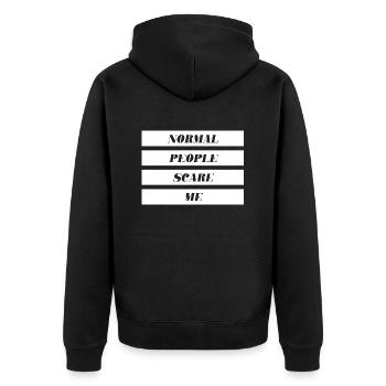 normal people scare me - Unisex Premium Organic Zip Hoodie - black - Back - Nico (187cm)