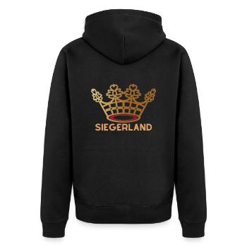 SIEGERLAND - Das Siegen-Design - Unisex Premium Bio Zip Hoodie - Schwarz - Hinten - Nico (187cm)