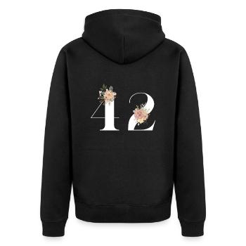 Blumen zum 42. Jahrestag (Geschenk von 42 Jahren) - Unisex Premium Bio Zip Hoodie - Schwarz - Hinten - Nico (187cm)