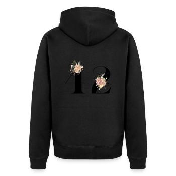 Blumen zum 42. Jahrestag (Geschenk von 42 Jahren) - Unisex Premium Bio Zip Hoodie - Schwarz - Hinten - Nico (187cm)