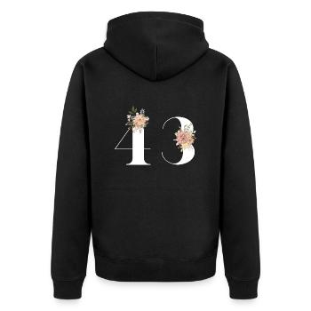 43rd anniversary flowers (Gift of 43 years) - Unisex Premium Organic Zip Hoodie - black - Back - Nico (187cm)