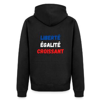 Liberté égalité Croissant - Veste à capuche bio Premium Unisexe - noir - Dos - Nico (187cm)
