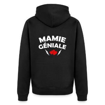 mamie géniale / humour grand-mère / humour mamie - Veste à capuche bio Premium Unisexe - noir - Dos - Nico (187cm)