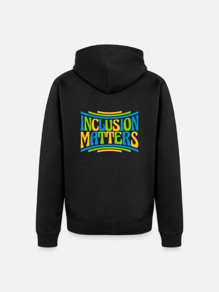 inclusion matters Logo Zitat - Unisex Premium Bio Zip Hoodie - Schwarz