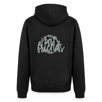 Best Friends Eukalyptuskranz Freundschaftsgeschenk - Unisex Premium Bio Zip Hoodie - Schwarz - Hinten - Nico (187cm)