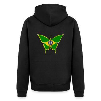 Brasilien Flagge Schmetterling - Unisex Premium Bio Zip Hoodie - Schwarz - Hinten - Nico (187cm)