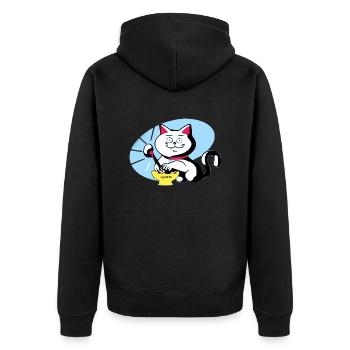 Chat et ramen - Veste à capuche bio Premium Unisexe - noir - Dos - Nico (187cm)