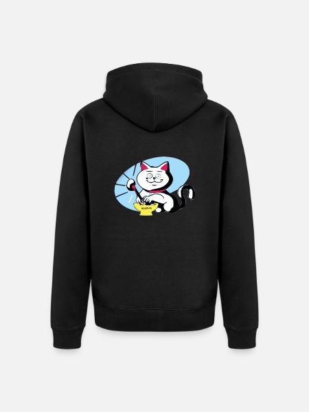 Chat et ramen - Veste à capuche bio Premium Unisexe - noir